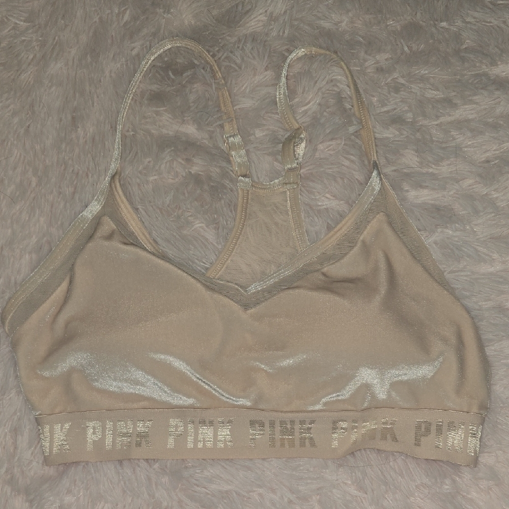PINK Victoria's Secret Gold Sports Bra